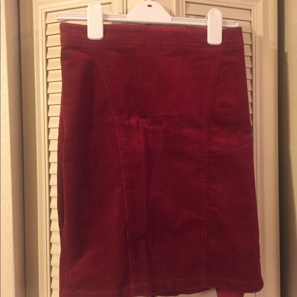 Red Corduroy Short Skirt